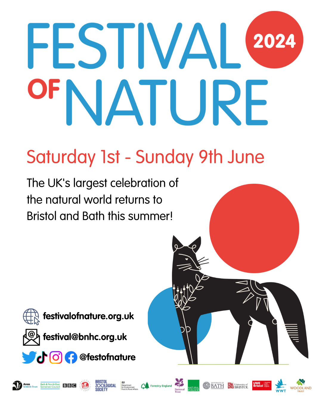 Festival of Nature 2024 poster with an illustration of a fox.